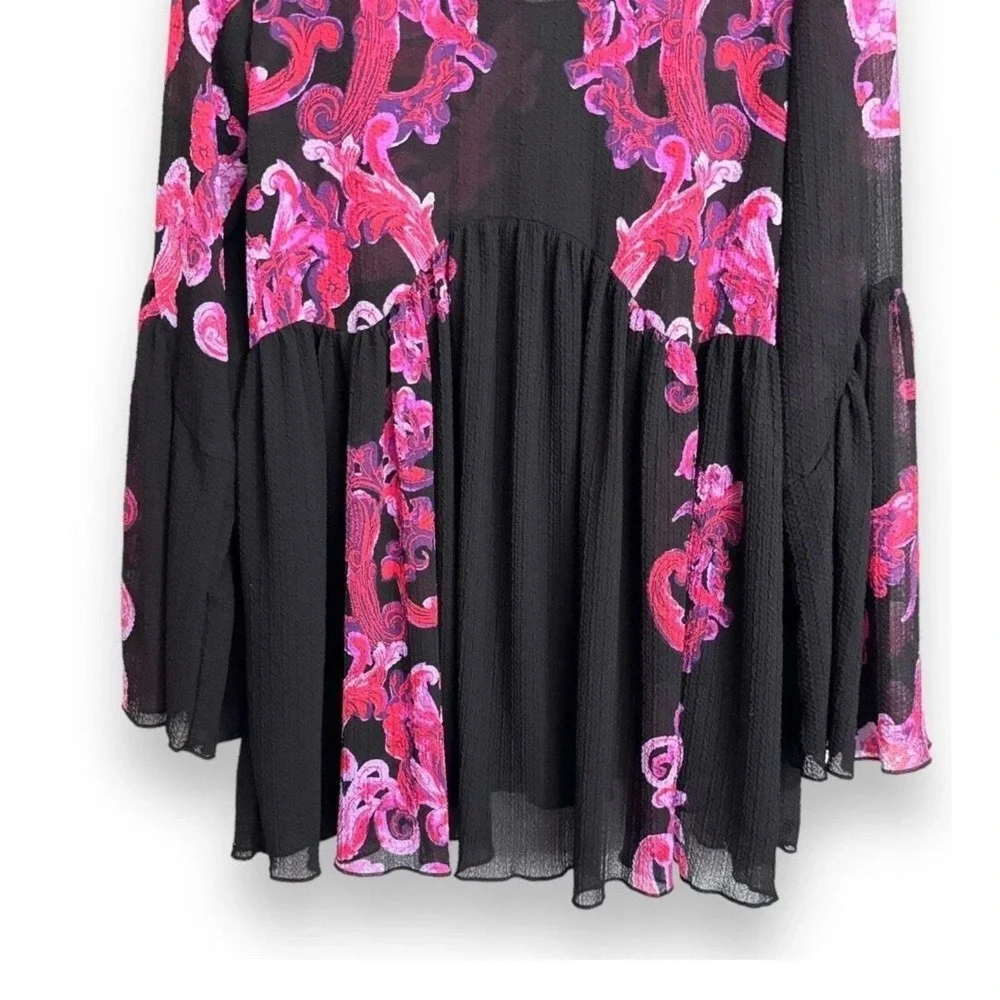 Free People intimately Symphony‎ Black M Bell Sleeve Tunic Semi Sheer Dress Boho - Picture 3 of 8